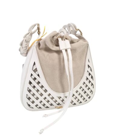 Dámska mriežková biela kabelka na rameno V6