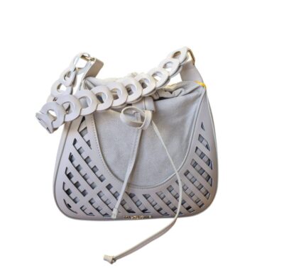 Dámska mriežková kabelka na rameno slonia kosť V6