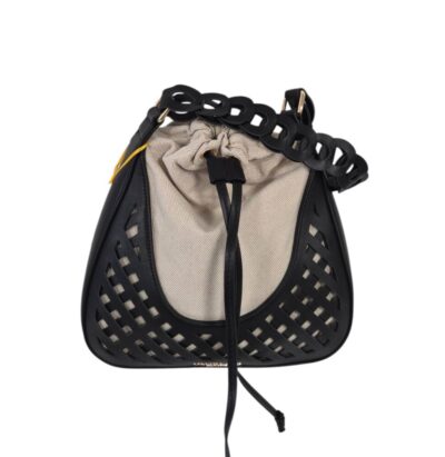 Dámska mriežková čierna kabelka na rameno V6