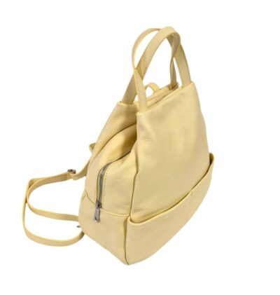 Praktický väčší dámsky kožený žltý ruksak ITALY V1