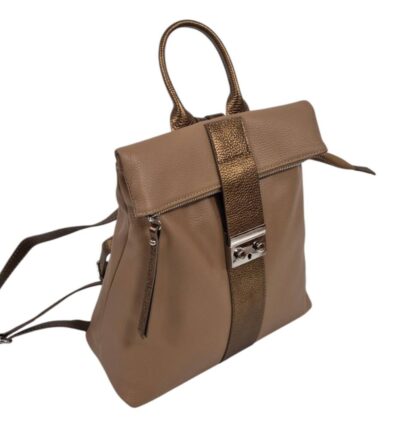 Praktický kožený hnedo bronzový ruksak ITALY V145