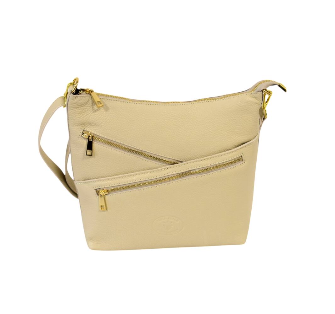 Dámska kožená crossbody krémová kabelka 689 – Obrázok 3