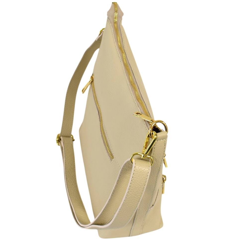 Dámska kožená crossbody krémová kabelka 689 – Obrázok 7