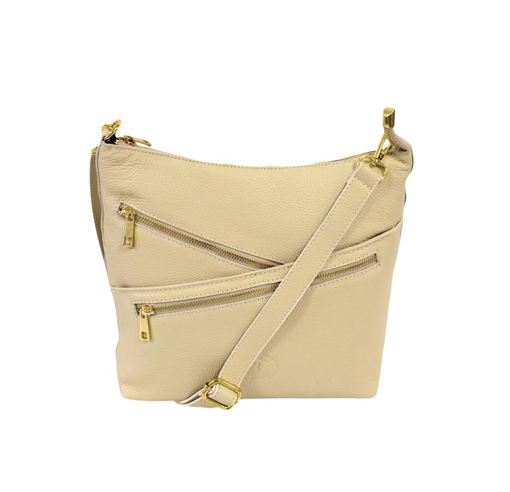 Dámska kožená crossbody krémová kabelka 689 – Obrázok 2