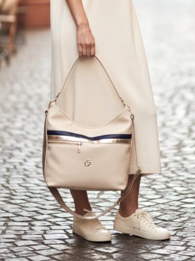 Dámska krémová kabelka na rameno GROSSO GS55