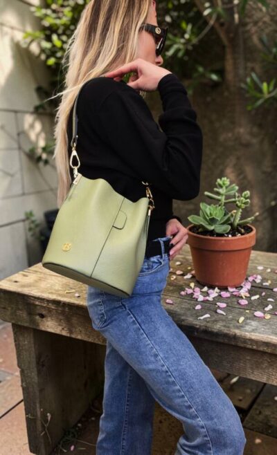 Sudková zelená kožená kabelka BAGGER 205