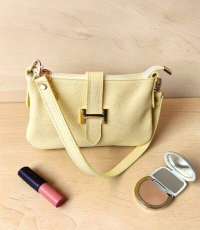 Dámska kožená žltá listová cross kabelka ITALY 561