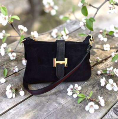 Kožená dámska čierna crossbody kabelka ITALY 561