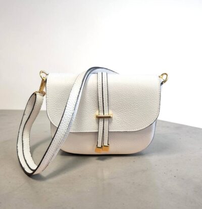 Malá kožená crossbody biela kabelka ITALY 152