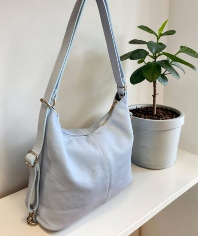 Dámska modrá kabelka a ruksak 2v1 koža ITALY 842