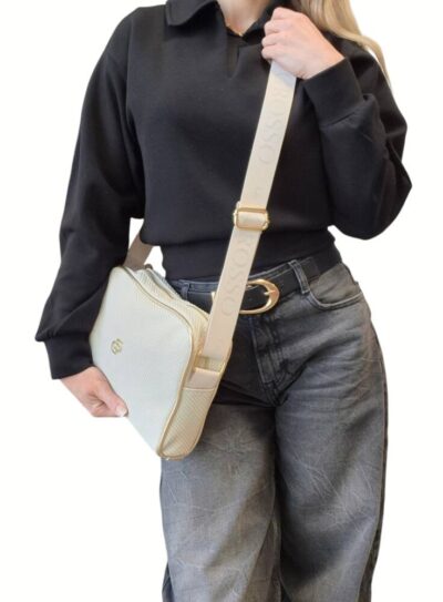 Látková kabelka cez plece krémová GROSSO GS115