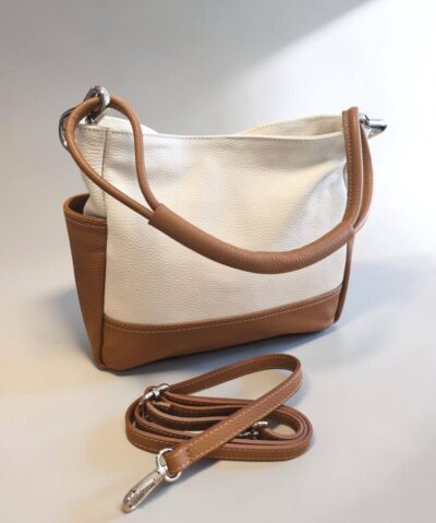 Elegantná kožená hnedá kabelka na rameno ITALY147