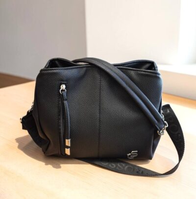 Dámska čierna kabelka na rameno GROSSO GS32