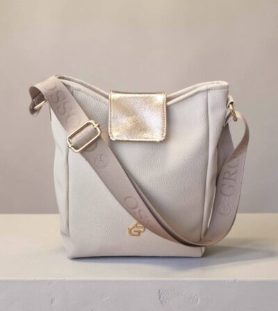 Crossbody dámska krémová kabelka GROSSO GS11