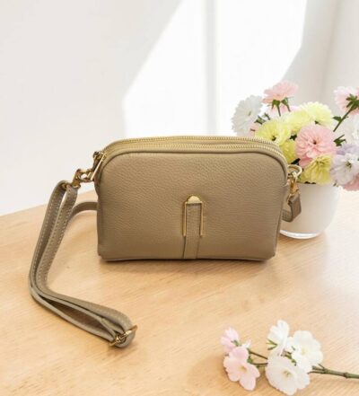Malá béžová kožená crossbody kabelka ITALY 882