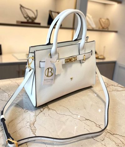 Kožená biela elegant dámska kabelka BAGGER 0195