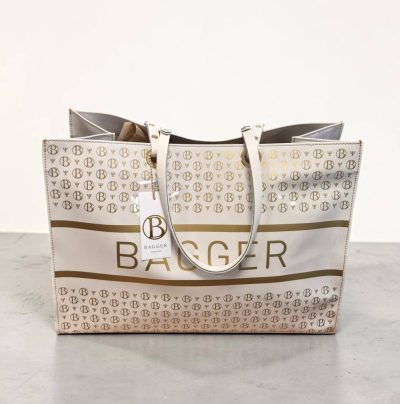 Veľká shopper krémová taška s koženými ušami 0214