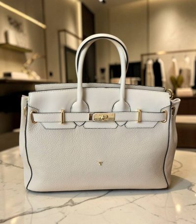 Biznis krémová kožená kabelka elegant BAGGER 213
