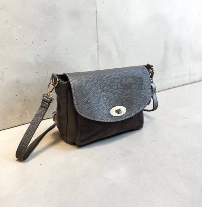 Crossbody kožená dámska šedá kabelka ITALY GS33