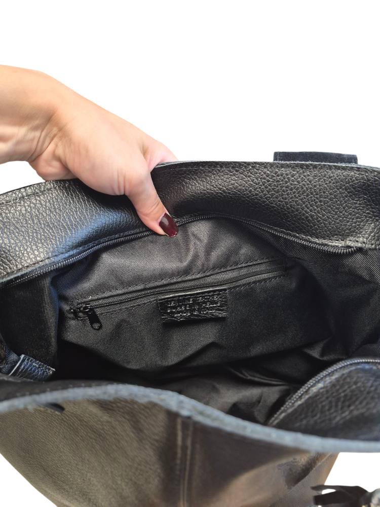 Dámska shopper čierna kožená kabelka A4 ITALY V11 – Obrázok 6