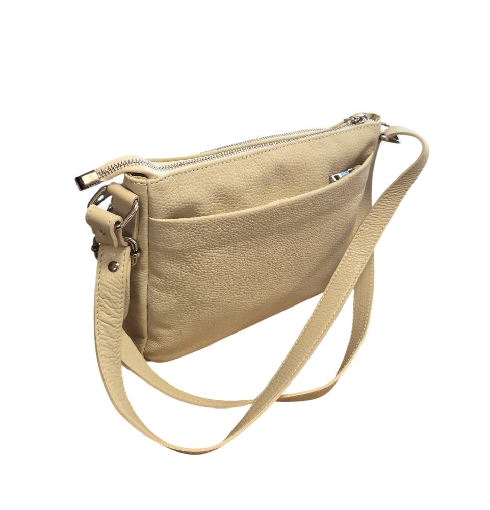 Kožená dámska krémová crossbody kabelka ITALY 105 – Obrázok 8