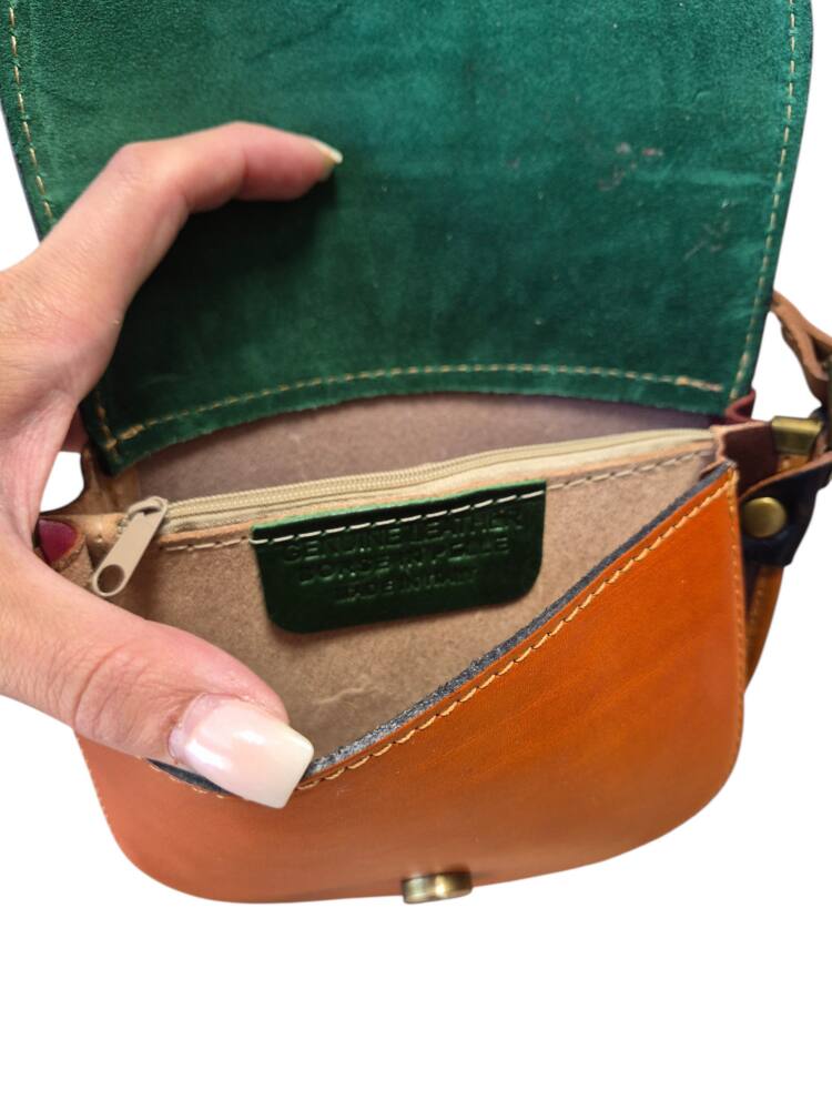 Kožená crossbody farebná kabelka Vintage ITALY 852 – Obrázok 7