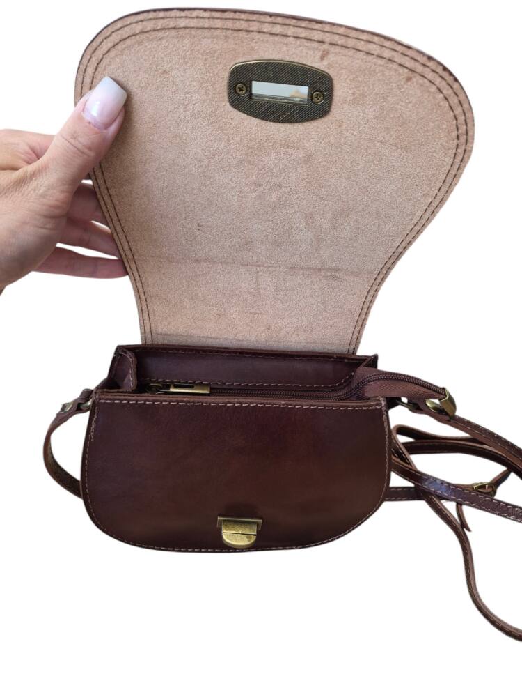 Kožená crossbody hnedá kabelka Vintage ITALY 852 – Obrázok 6