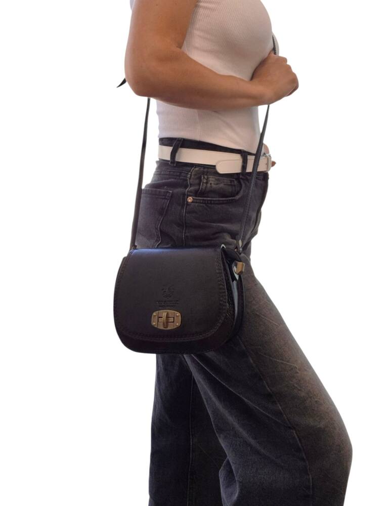 Kožená crossbody čierna kabelka Vintage ITALY 852 – Obrázok 2