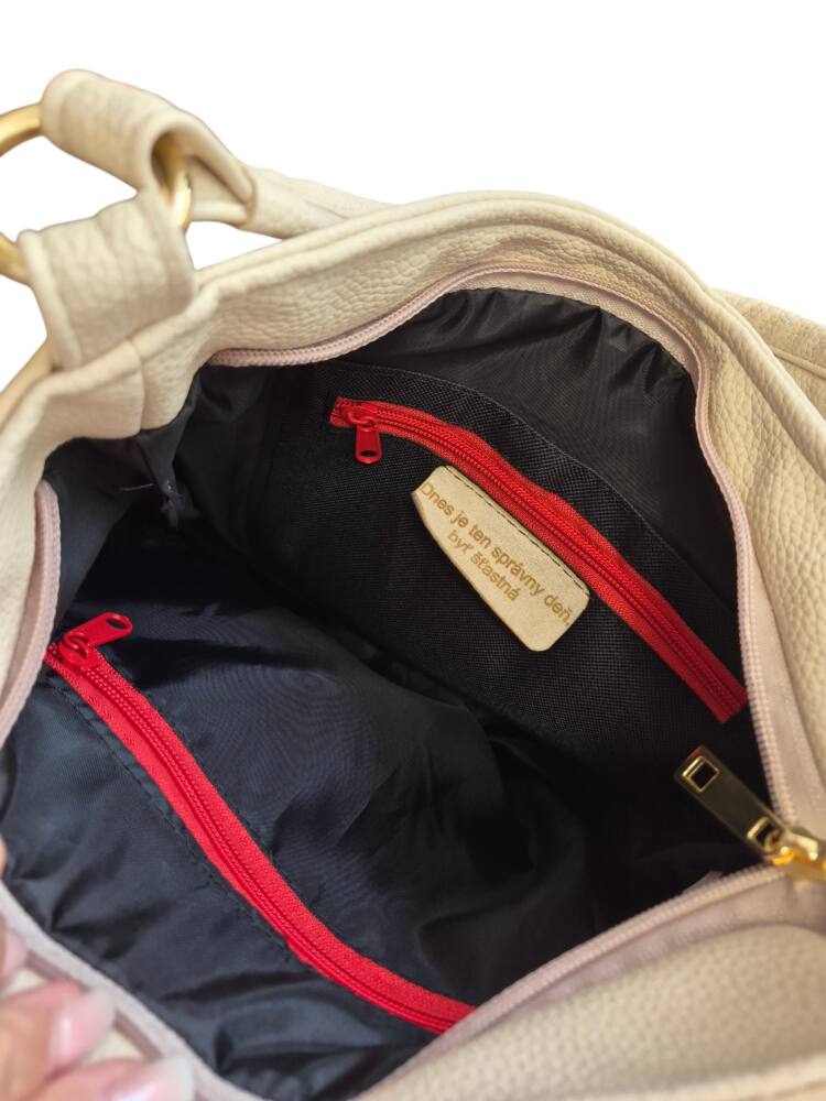 Crossbody dámska krémová kabelka GROSSO GS68 – Obrázok 4