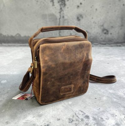 Pánska kožená hnedá crossbody taška PETERSON 371