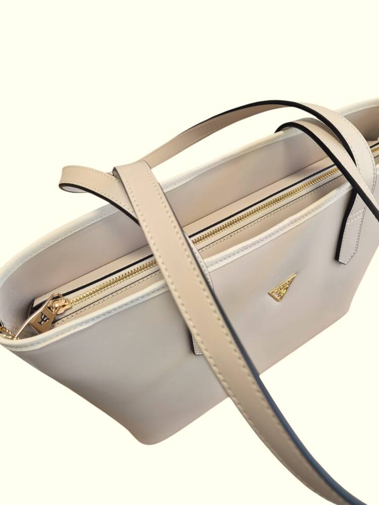 Elegantná krémová veľká kožená kabelka BAGGER 0071 – Obrázok 5