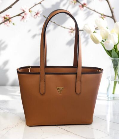 Elegantná hnedá kožená kabelka A4 BAGGER 0071
