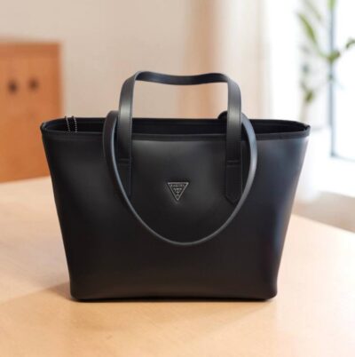 Elegantná čierna veľká kožená kabelka BAGGER 0071