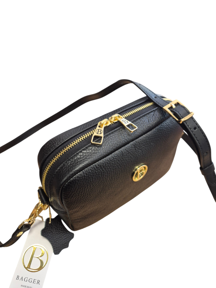 Malá čierna kožená crossbody kabelka BAGGER 0108 – Obrázok 3