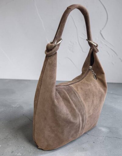 Béžová shopper kabelka na rameno br. koža ITALY V115