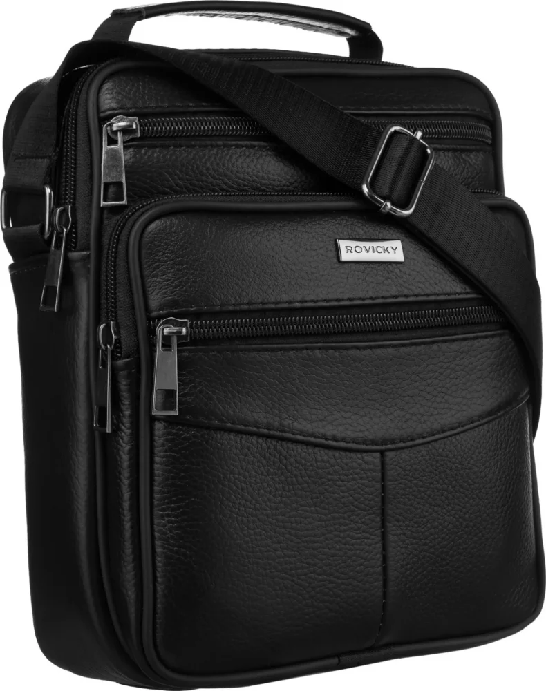 Pánska čierna crossbody kabelka koža ROVICKY 132 – Obrázok 3