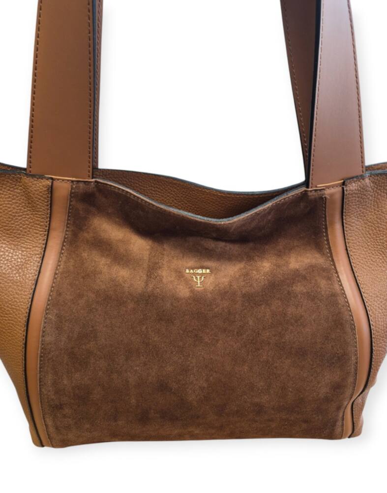 Shopper kožená kabelka hnedá camel BAGGER 202 – Obrázok 4