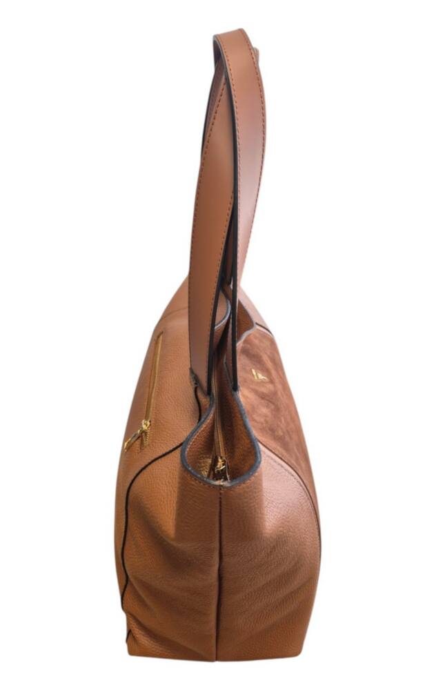 Shopper kožená kabelka hnedá camel BAGGER 202 – Obrázok 5