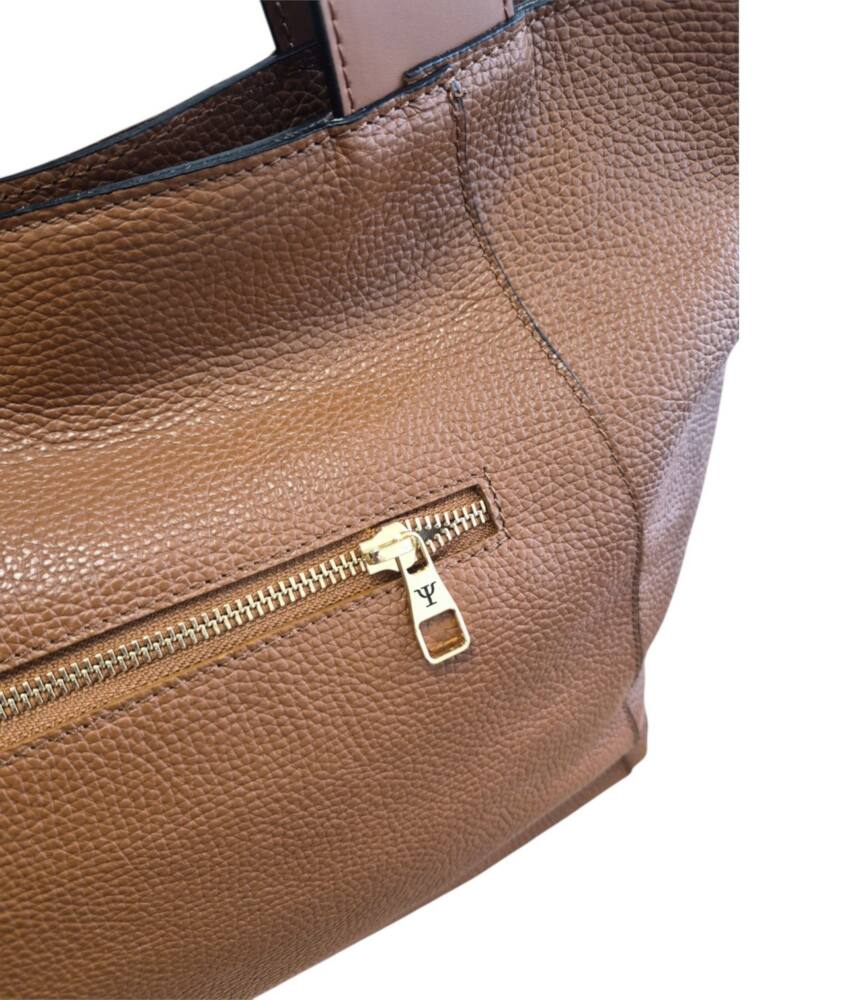 Shopper kožená kabelka hnedá camel BAGGER 202 – Obrázok 8