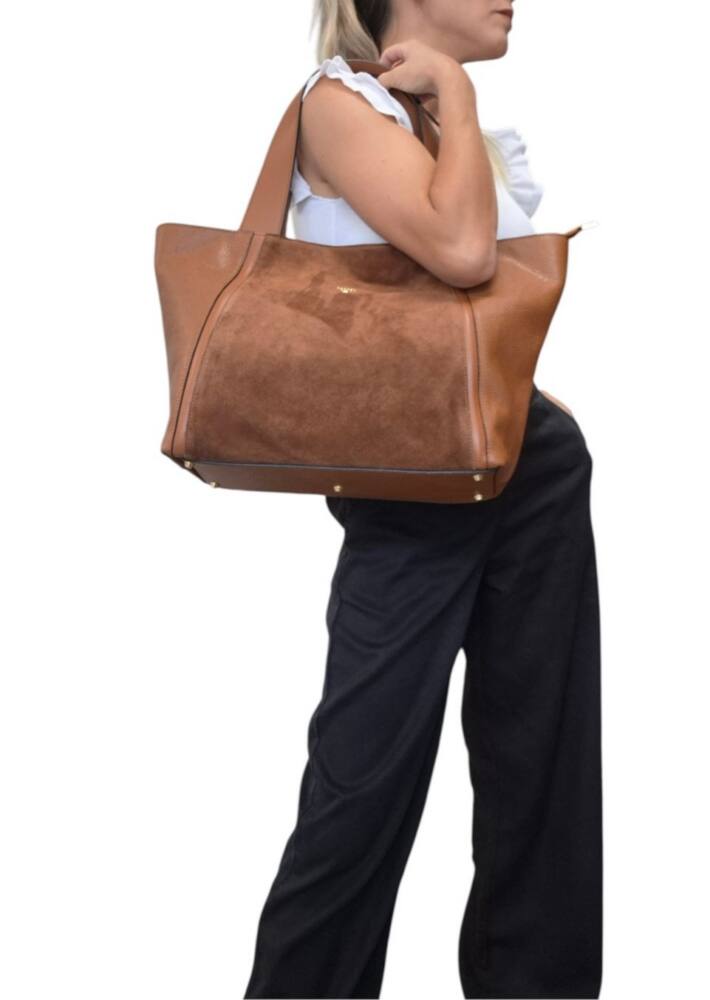 Shopper kožená kabelka hnedá camel BAGGER 202 – Obrázok 2