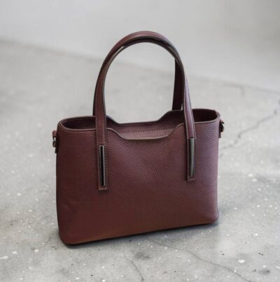 Elegantná kožená bordová kabelka do ruky ITALY T587