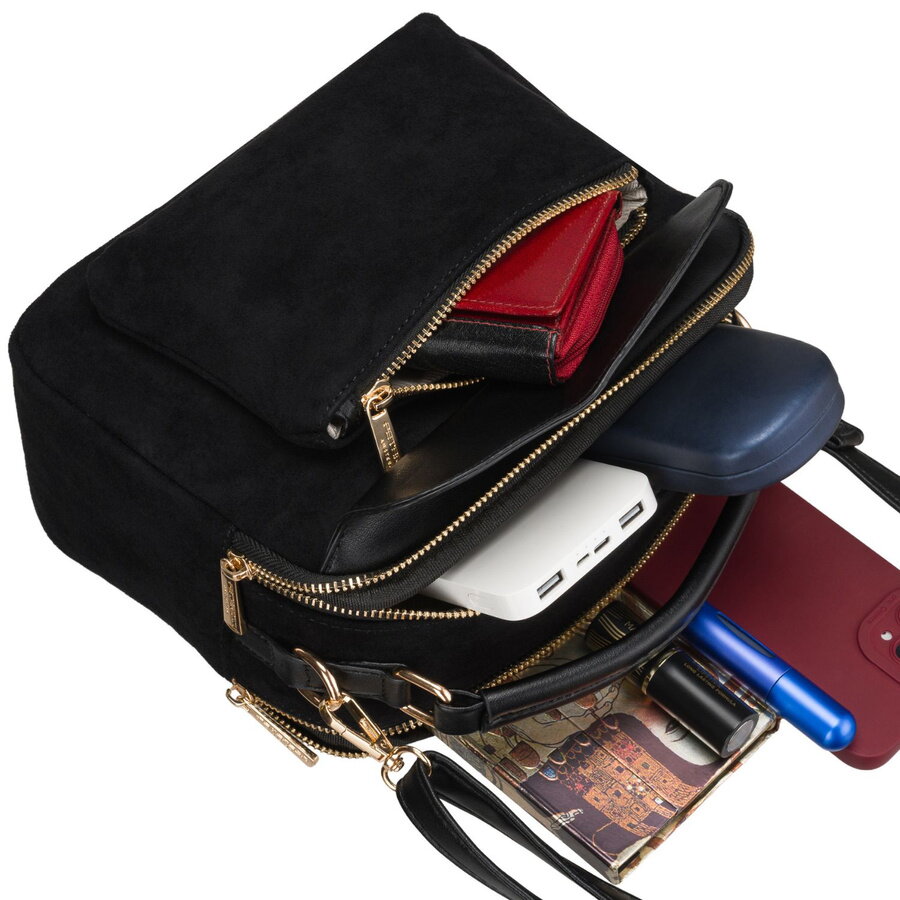 Semišová čierna crossbody kabelka PETERSON 769 – Obrázok 9