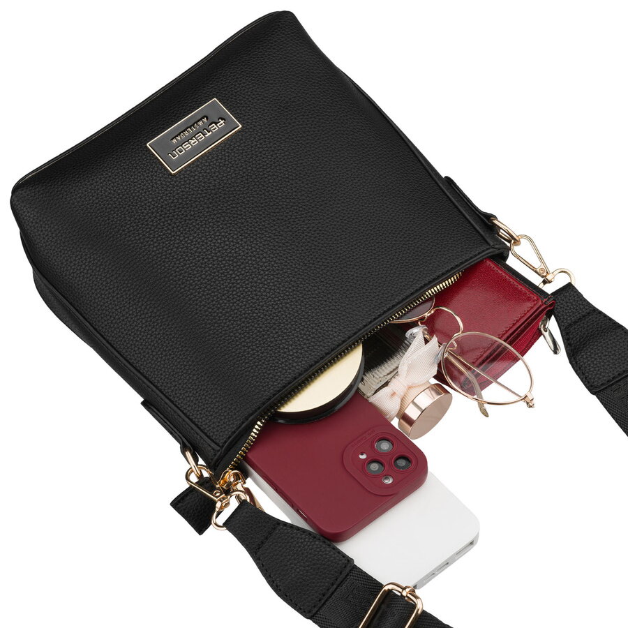 Elegantná crossbody čierna kabelka PETERSON 567 – Obrázok 5