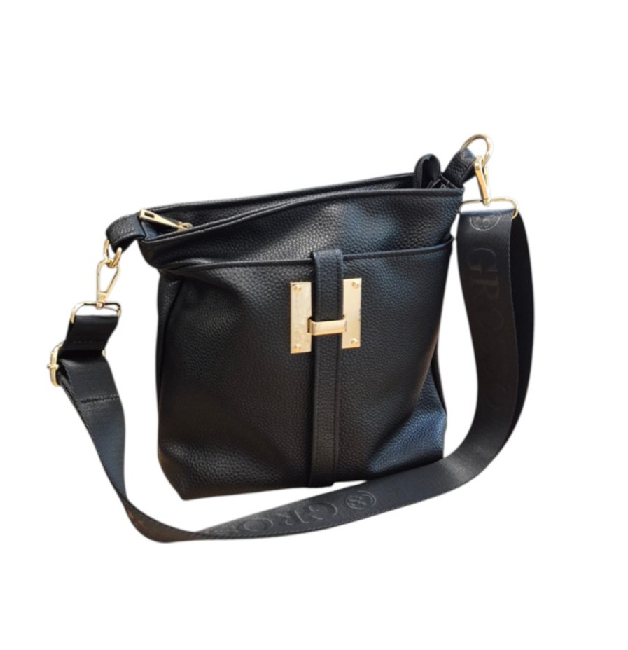 Crossbody dámska čierna kabelka GROSSO G315 – Obrázok 2