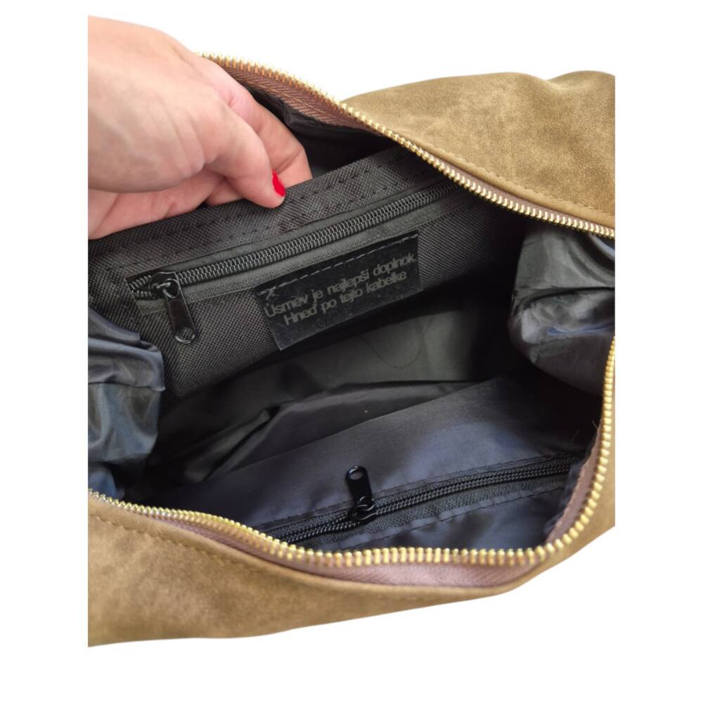 Béžová kabelka na rameno/crossbody GROSSO GS21 – Obrázok 5