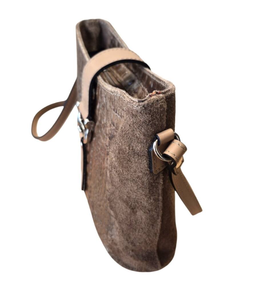 Elegantná kožená crossbody hnedá kabelka KR03 – Obrázok 5