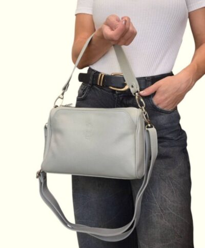 Crossbody kožená šedá dámska kabelka ITALY 106