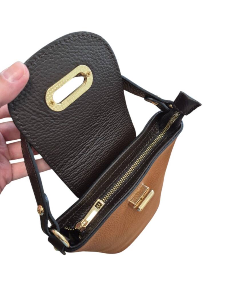 Elegantná hnedá kožená kabelka do ruky ITALY 332 – Obrázok 4