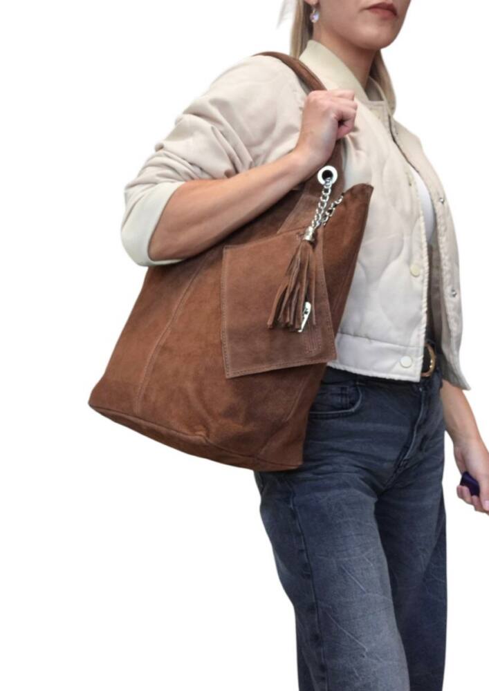 Shopper hnedá kabelka A4 brúsená koža ITALY V11 – Obrázok 3