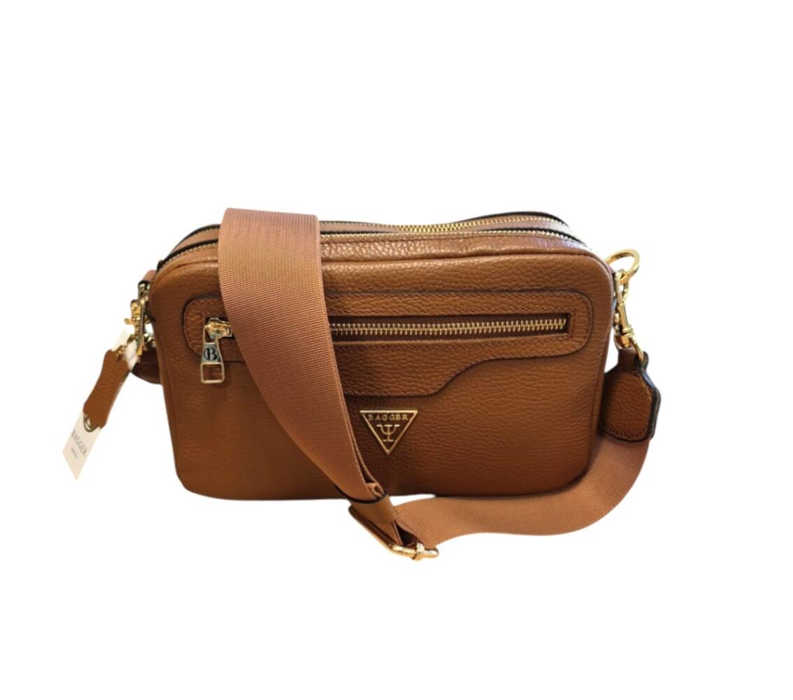 Crossbody kožená hnedá/camel kabelka BAGGER 0150 – Obrázok 2